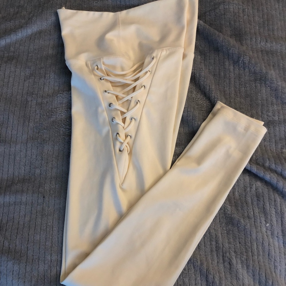 Mika yoga cream tie up leggings! Never worn!